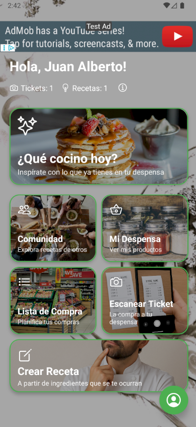 Captura de pantalla principal de DespensaIA